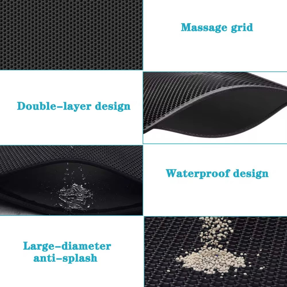Waterproof Honeycomb Cat Litter Mat - Double Layer Skidproof EVA Design for Easy Clean-Up