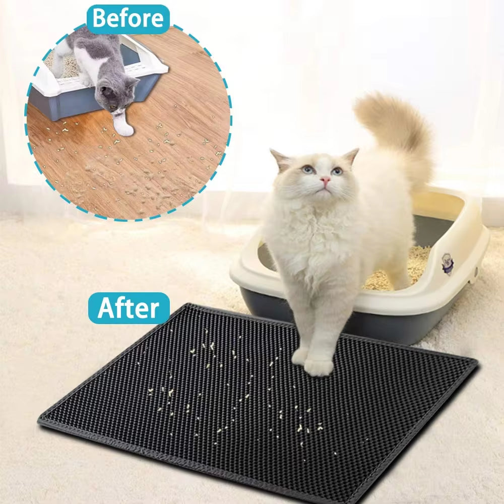 Waterproof Honeycomb Cat Litter Mat - Double Layer Skidproof EVA Design for Easy Clean-Up