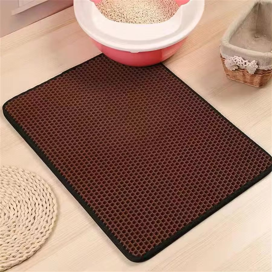 Waterproof Honeycomb Cat Litter Mat - Double Layer Skidproof EVA Design for Easy Clean-Up
