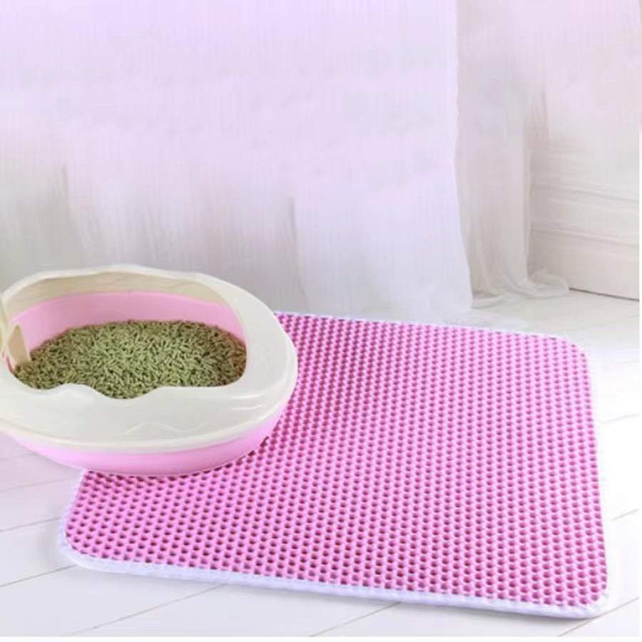 Waterproof Honeycomb Cat Litter Mat - Double Layer Skidproof EVA Design for Easy Clean-Up