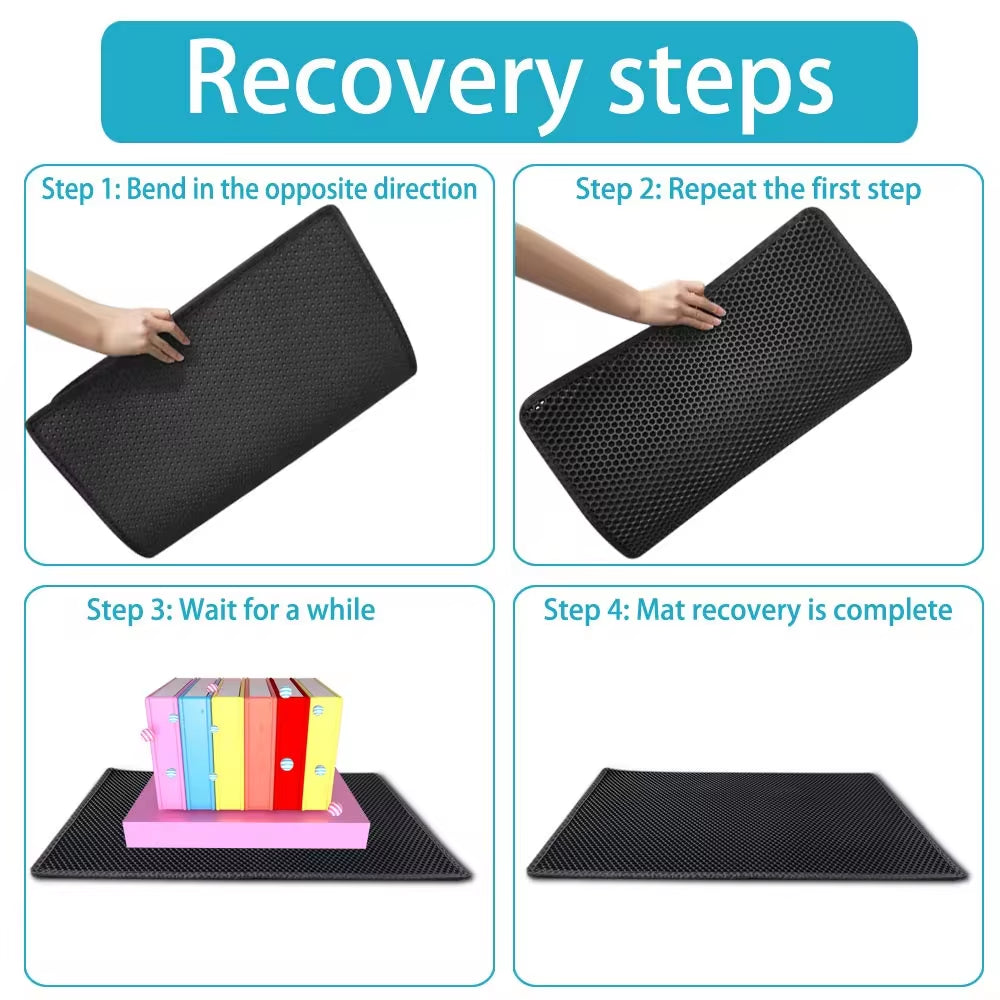 Waterproof Honeycomb Cat Litter Mat - Double Layer Skidproof EVA Design for Easy Clean-Up