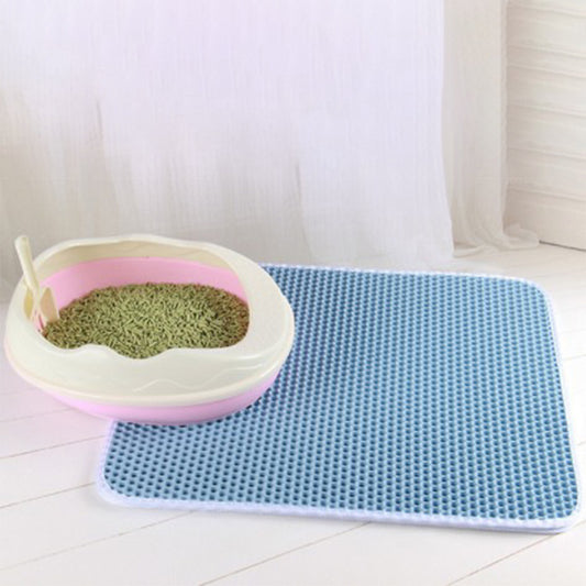 Waterproof Honeycomb Cat Litter Mat - Double Layer Skidproof EVA Design for Easy Clean-Up