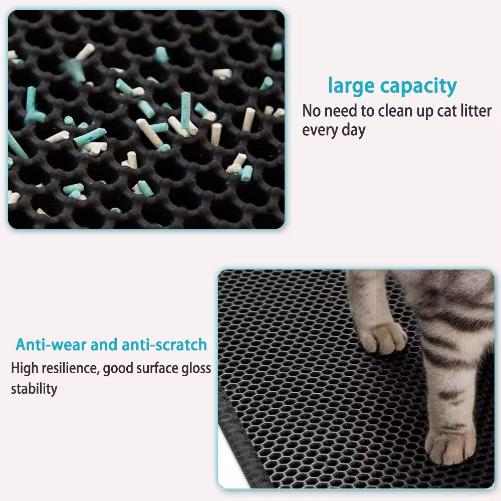 Waterproof Honeycomb Cat Litter Mat - Double Layer Skidproof EVA Design for Easy Clean-Up