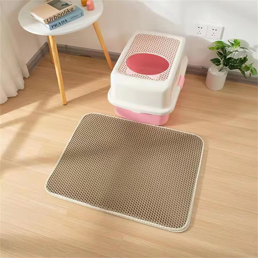 Waterproof Honeycomb Cat Litter Mat - Double Layer Skidproof EVA Design for Easy Clean-Up